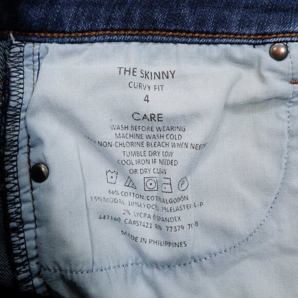 Ann Taylor Jeans Womens Size 4 Skinny Curvy Mid Rise Blue Denim Stretch 29x27.5 - Picture 8 of 8